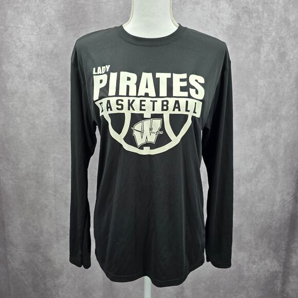 A4 Tops - A4 Black Long Sleeve Lady Pirates Basketball Activewear Top Small